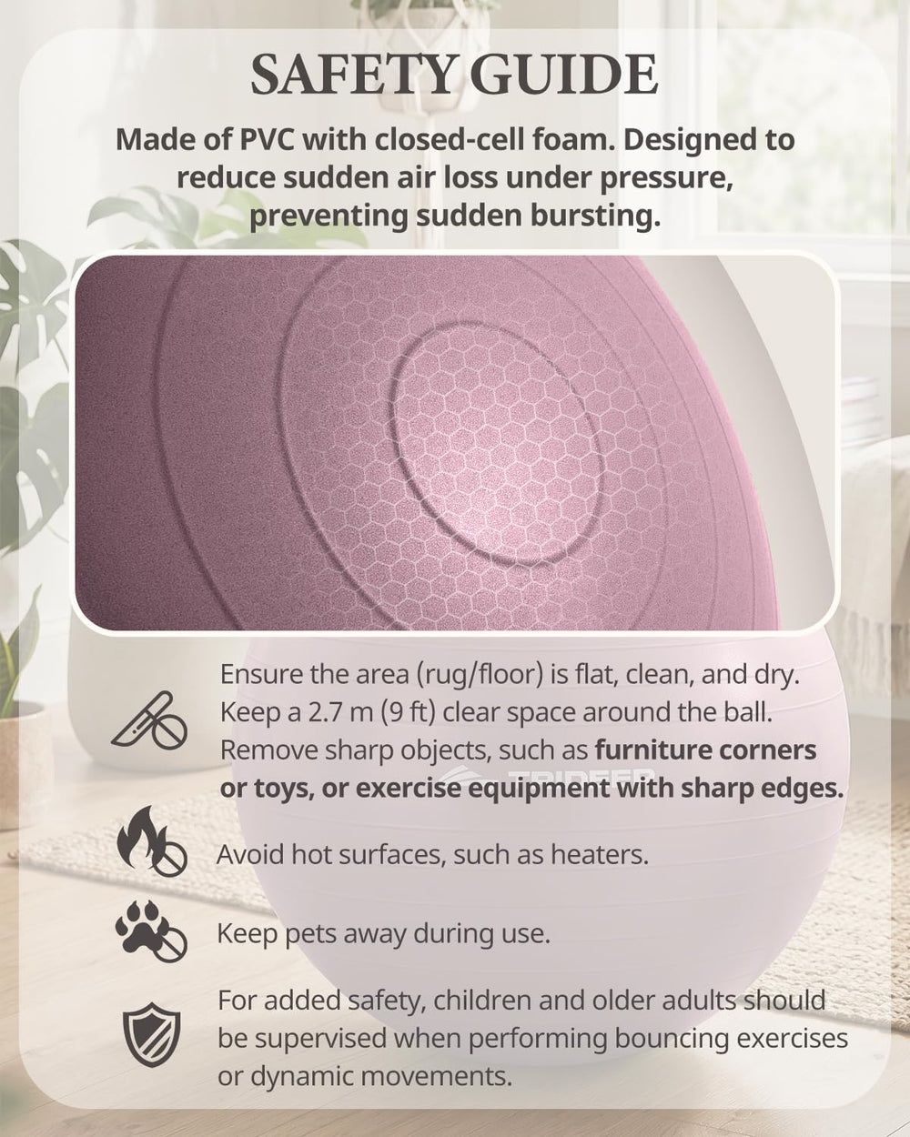 Trideer enfoque del PVC resistente que muestra durabilidad y seguridad