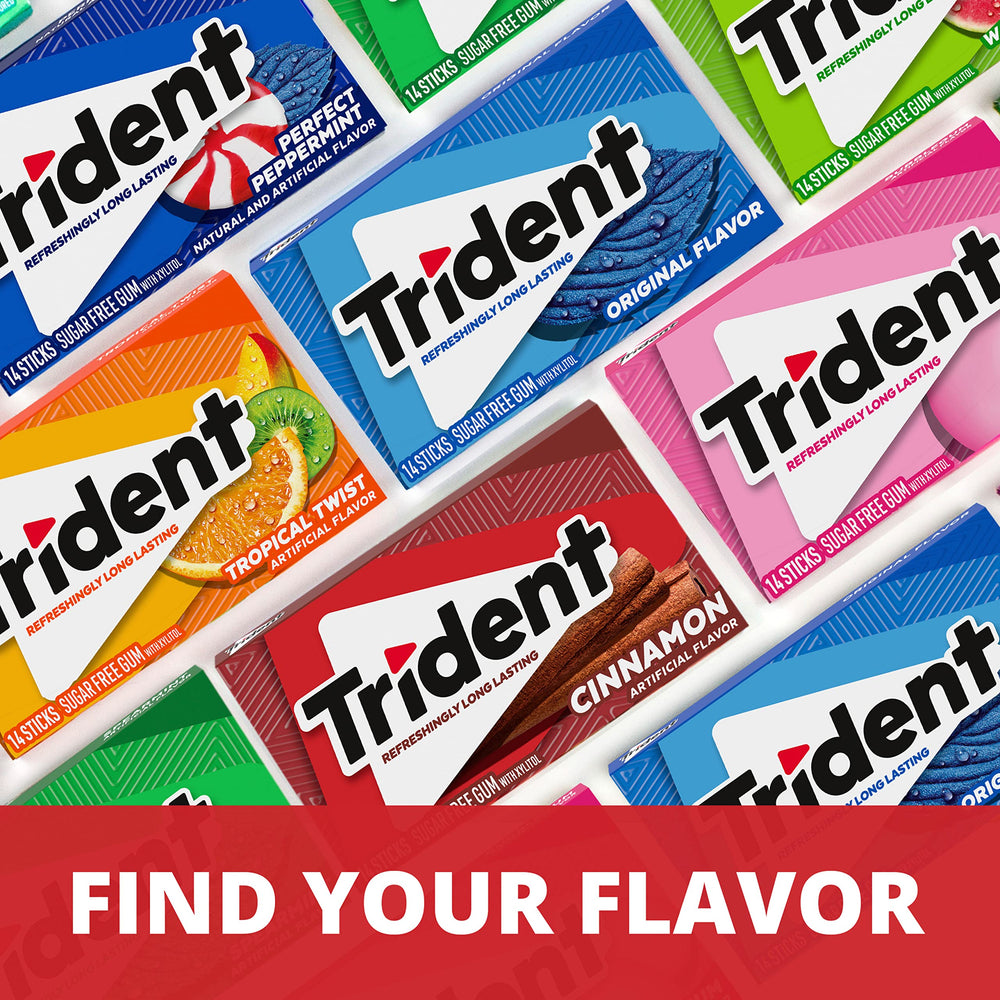 Trident 24-pack box display showing total 336 pieces for long-term supply