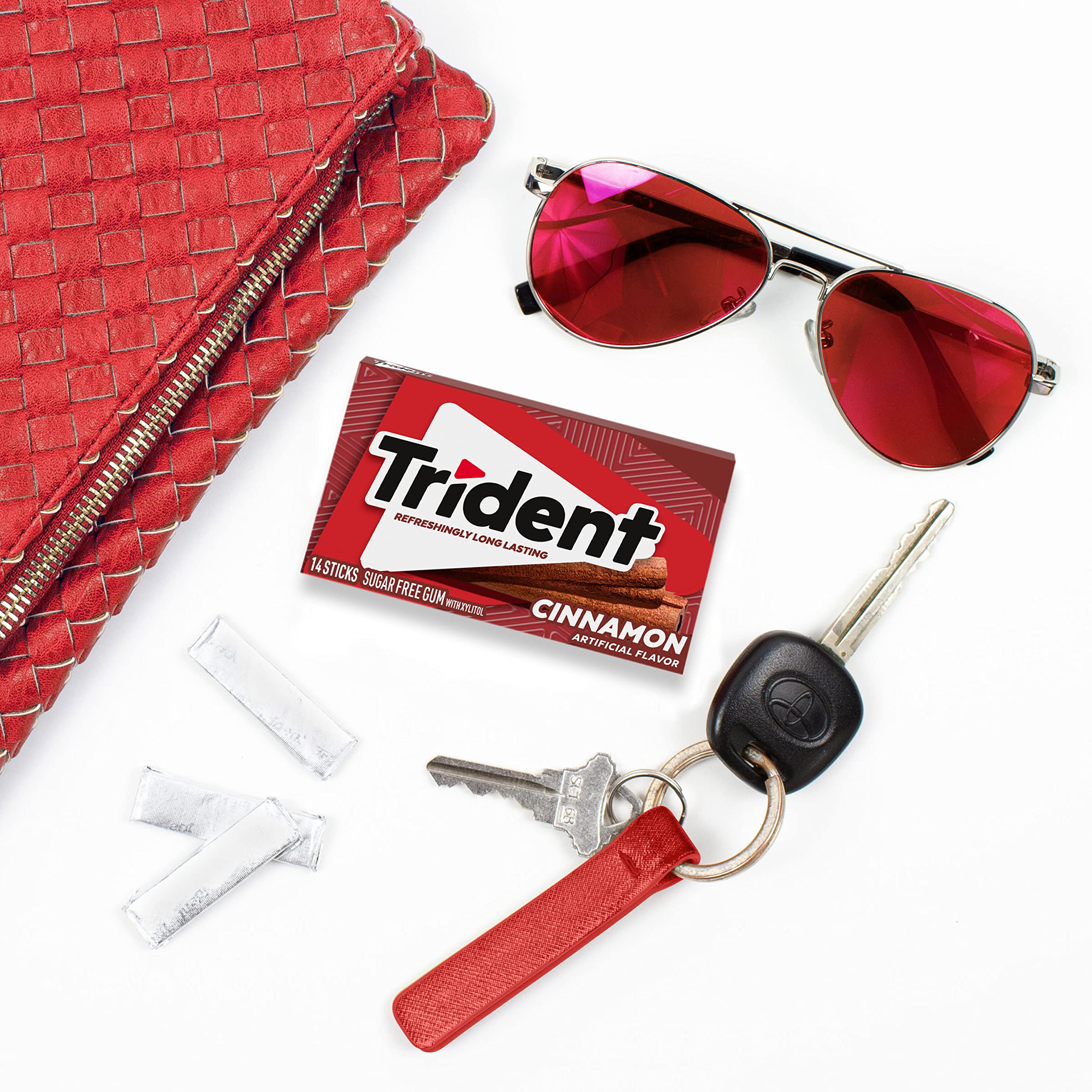 Trident pack in pocket demonstrating portability and quick freshening
