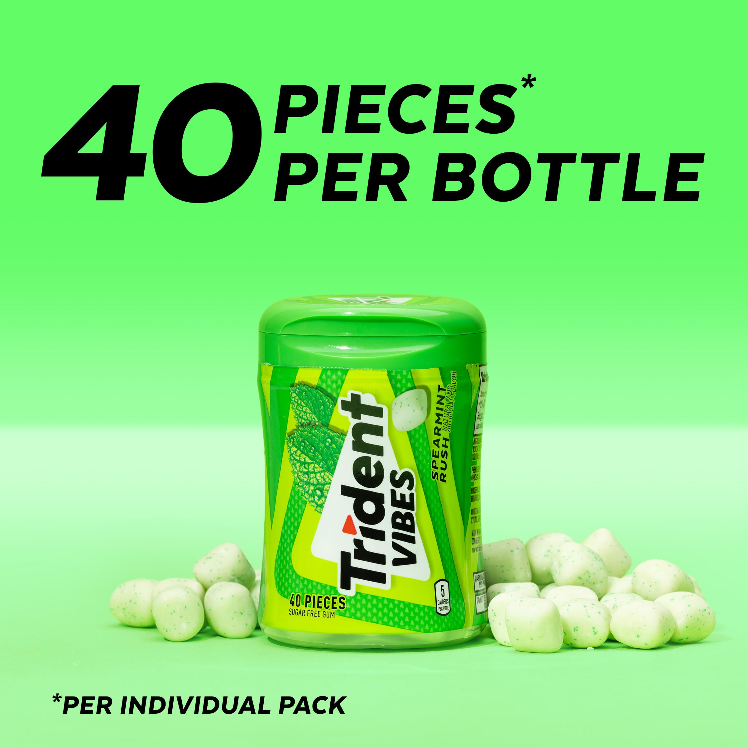 Trident pieza individual en primer plano mostrando capa y centro masticable