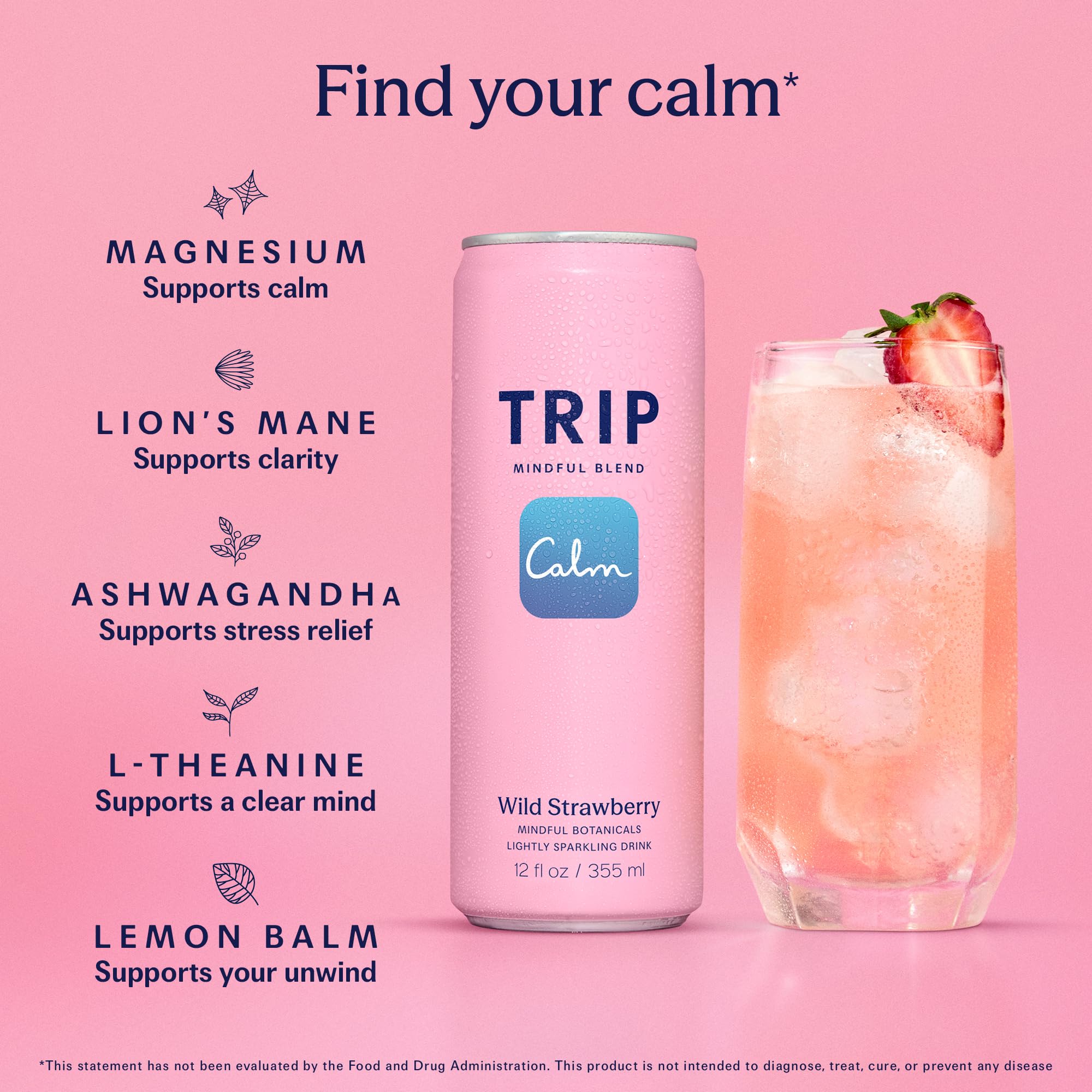 TRIP wild strawberry can top view highlighting easy-open tab and portability