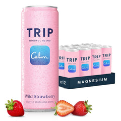 TRIP wild strawberry front packaging showing can design and flavor benefit