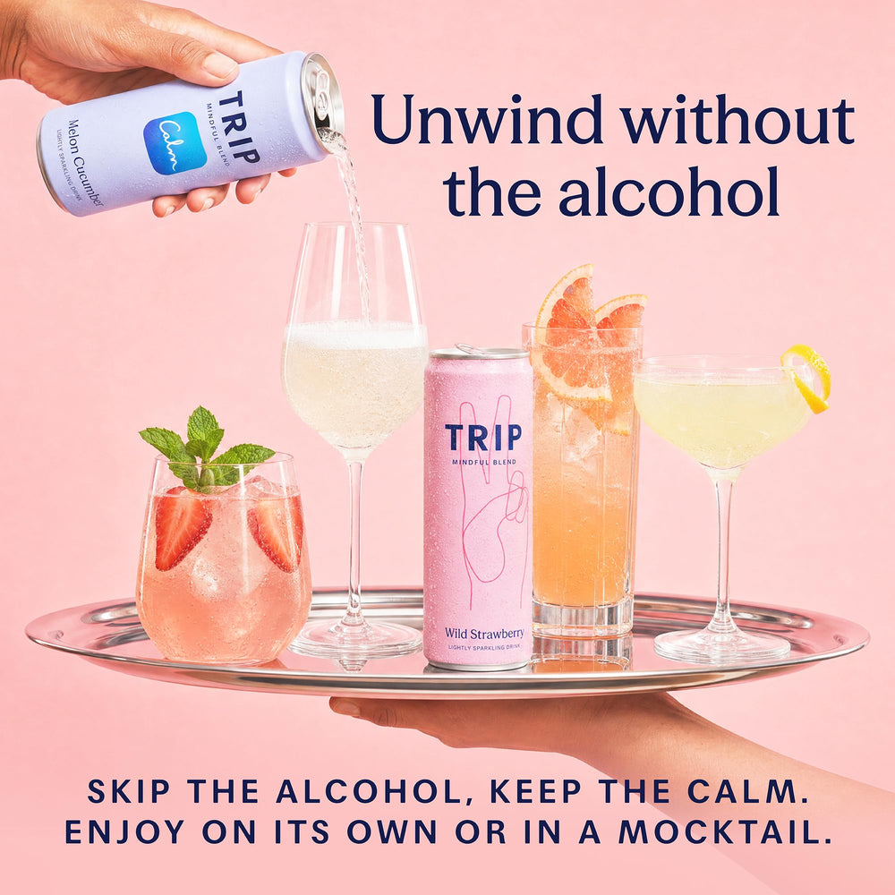 TRIP wild strawberry lifestyle picnic scene showing sociable, low-calorie drink