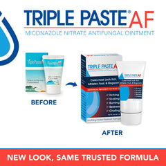 Triple Paste cream texture from open tube illustrating thick sweat-resistant formula