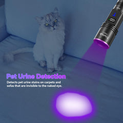 TrixHub luz 365nm revelando manchas invisible con alto contraste