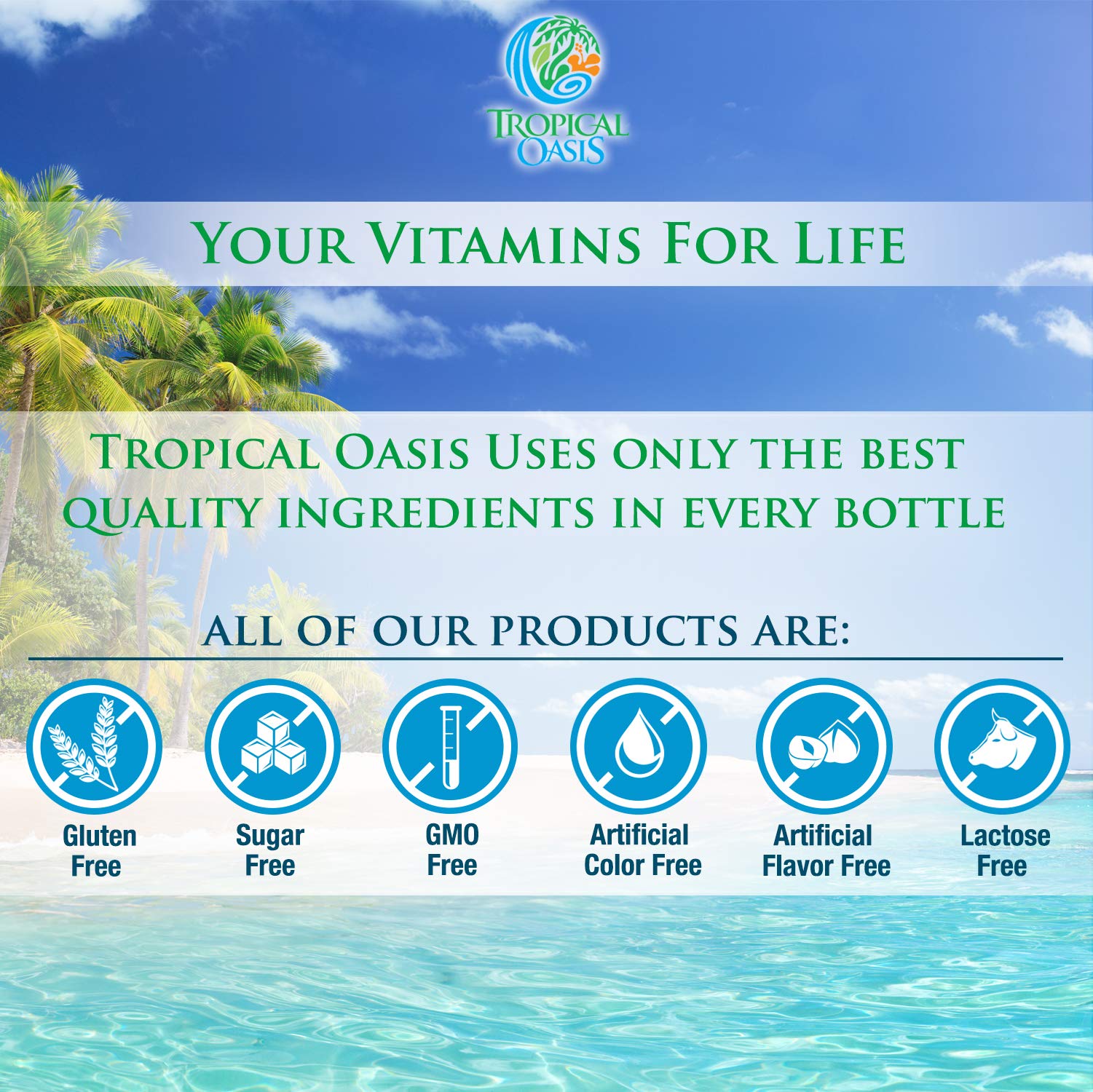 Tropical Oasis envase abierto con tapón medidor para uso seguro