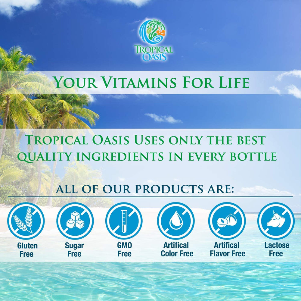 Tropical Oasis multivitamínico en cocina mostrando estilo de vida saludable