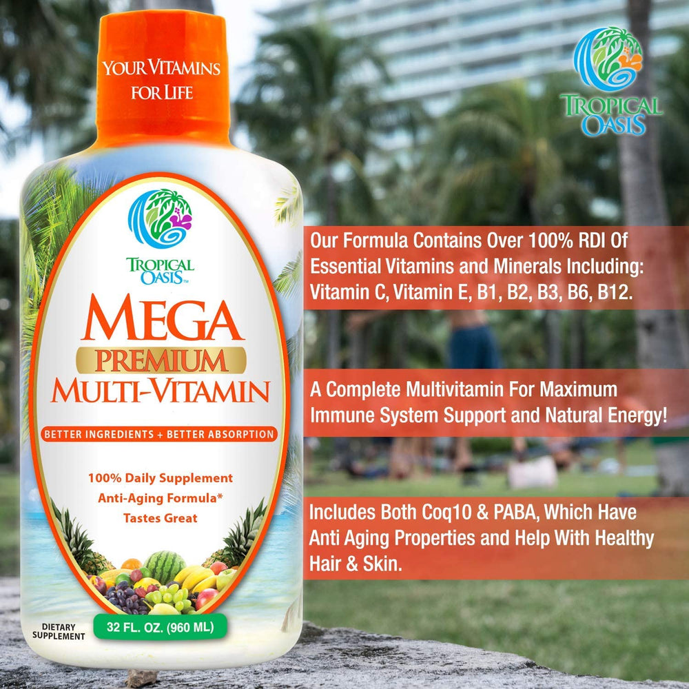 Tropical Oasis lista de ingredientes resaltando vitaminas y minerales