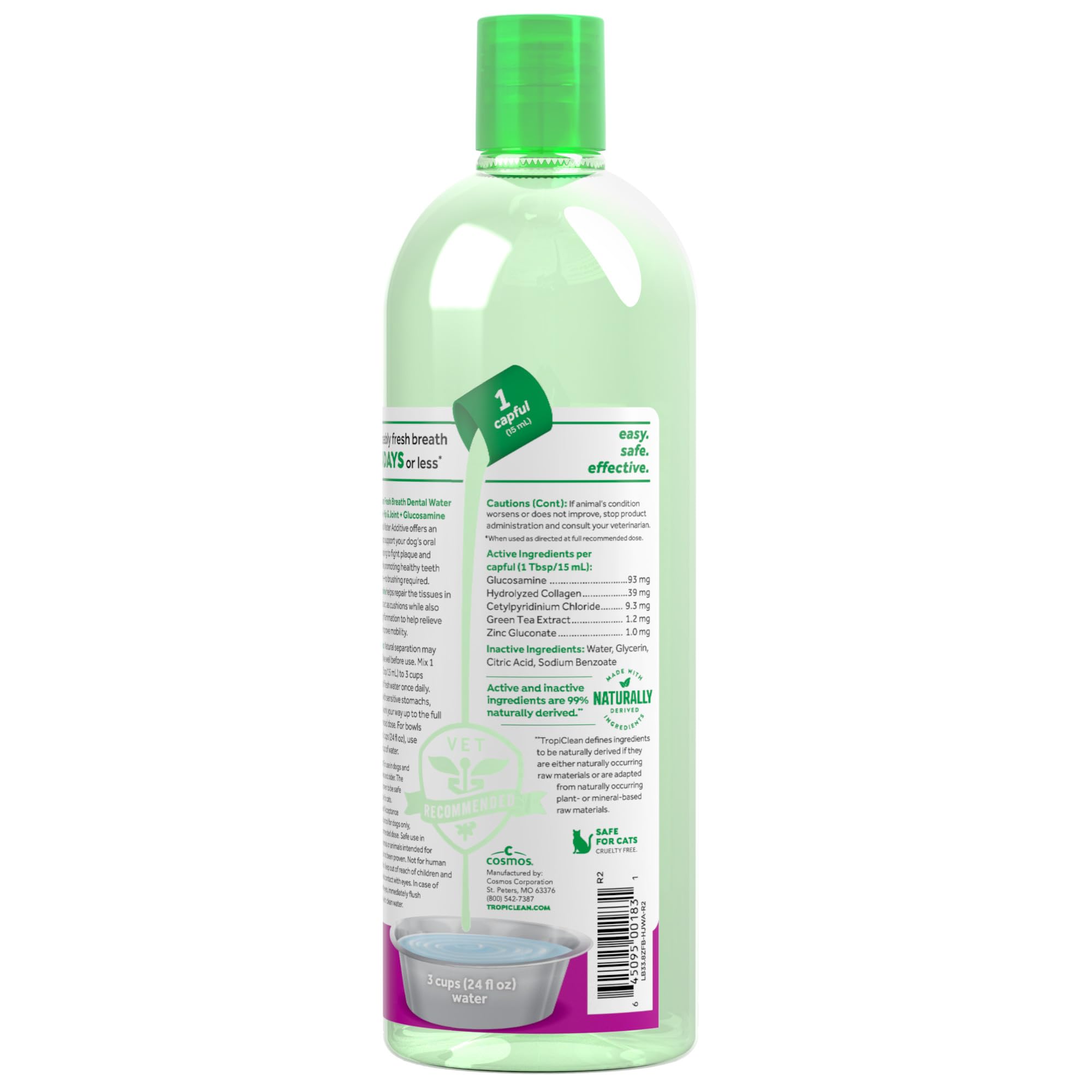 TropiClean sello VOHC visible que indica reconocimiento de salud oral
