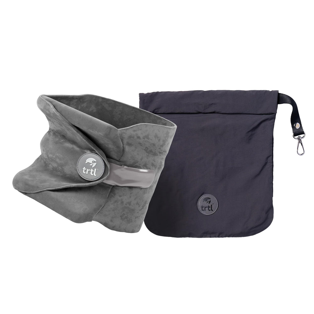Trtl front view packaged grey showing compact travel benefit