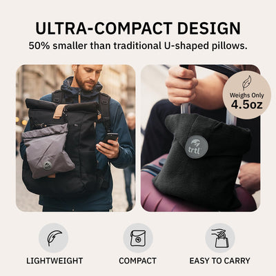 Trtl in use on an airplane seat providing upright nap support