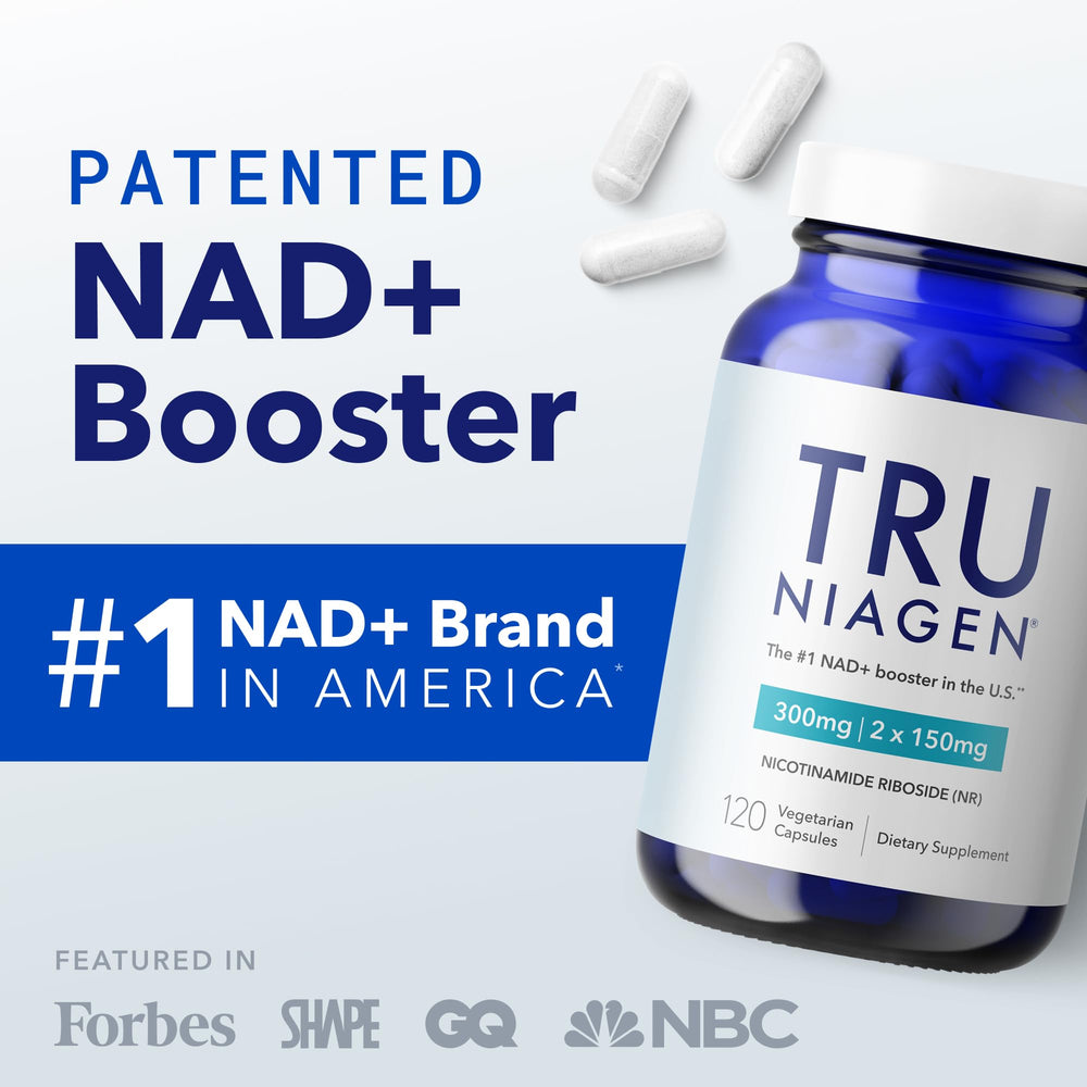 TRU NIAGEN cierre y etiqueta con detalles de ingredientes, confianza en la calidad