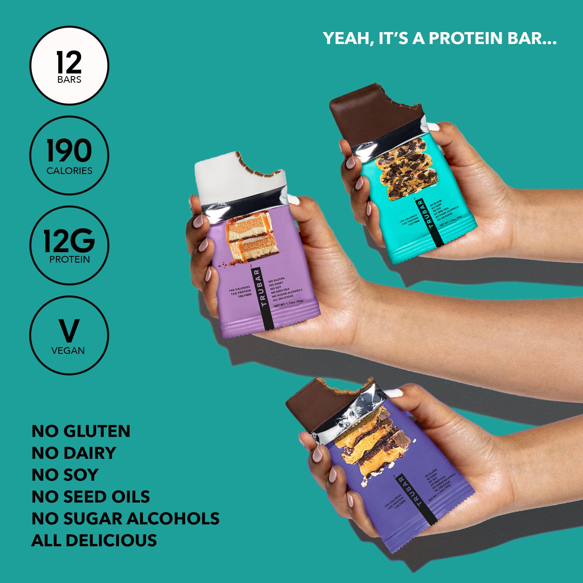 TRUBAR textura cercana de la barra peanut butter con aspecto cremoso y nutritivo