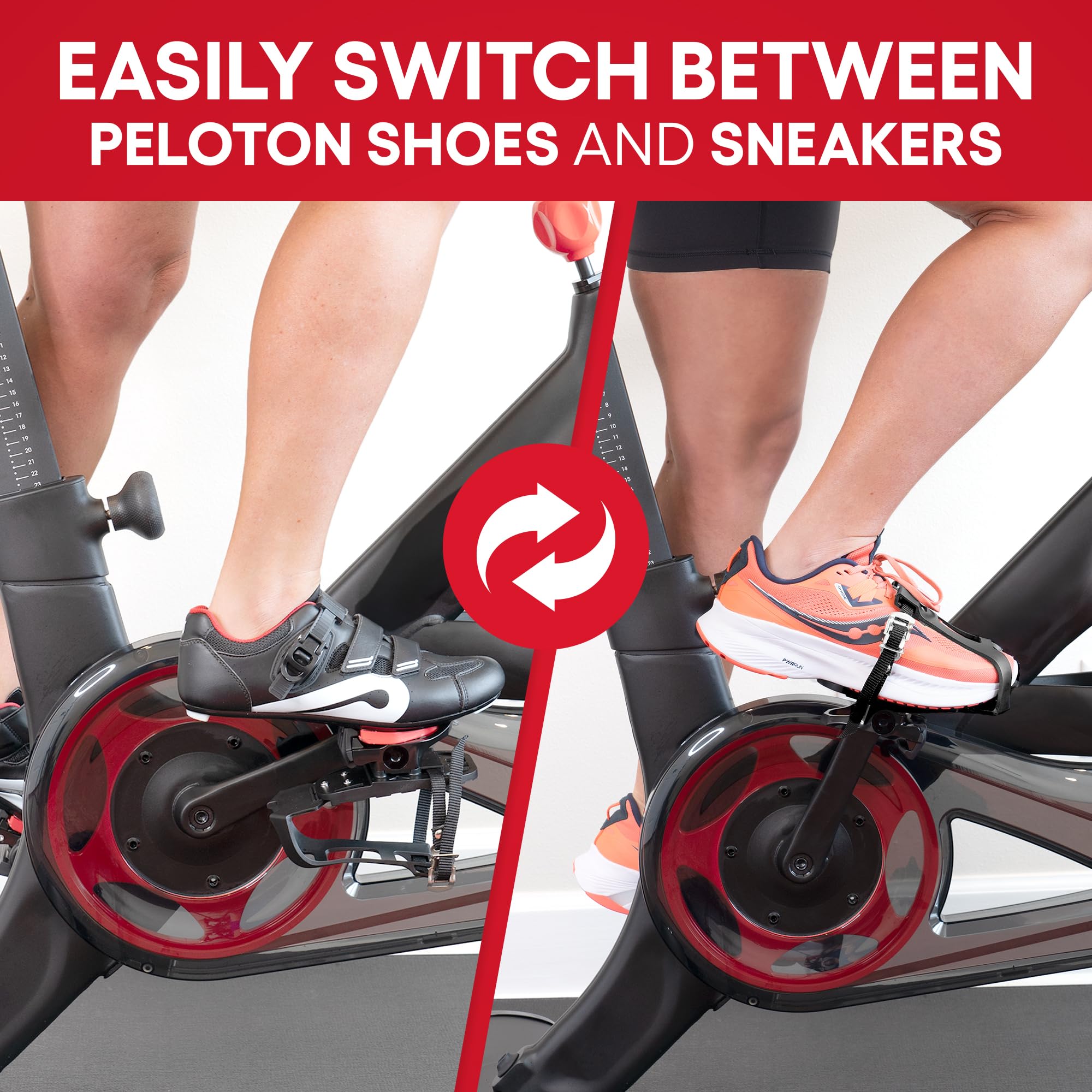 TrubliFit jaula junto a pedal para comparar tamaño y ajuste preciso