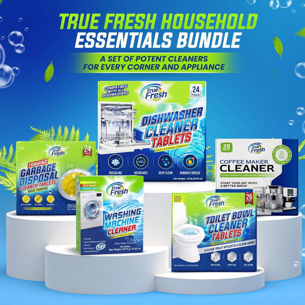 True Fresh paquete en una cocina moderna, mantiene el lavavajillas sin olores