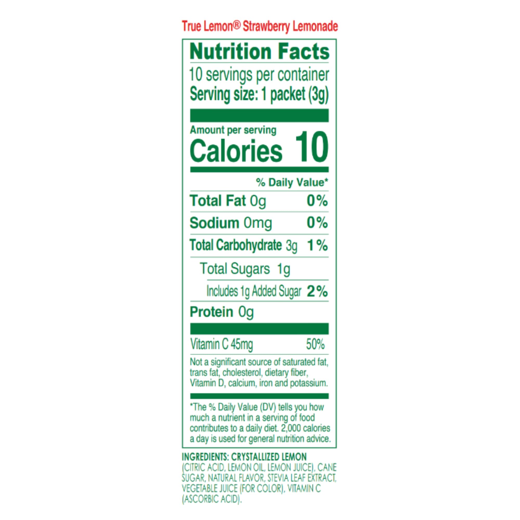 True Lemon single packet close-up highlighting real lemon oils and convenience