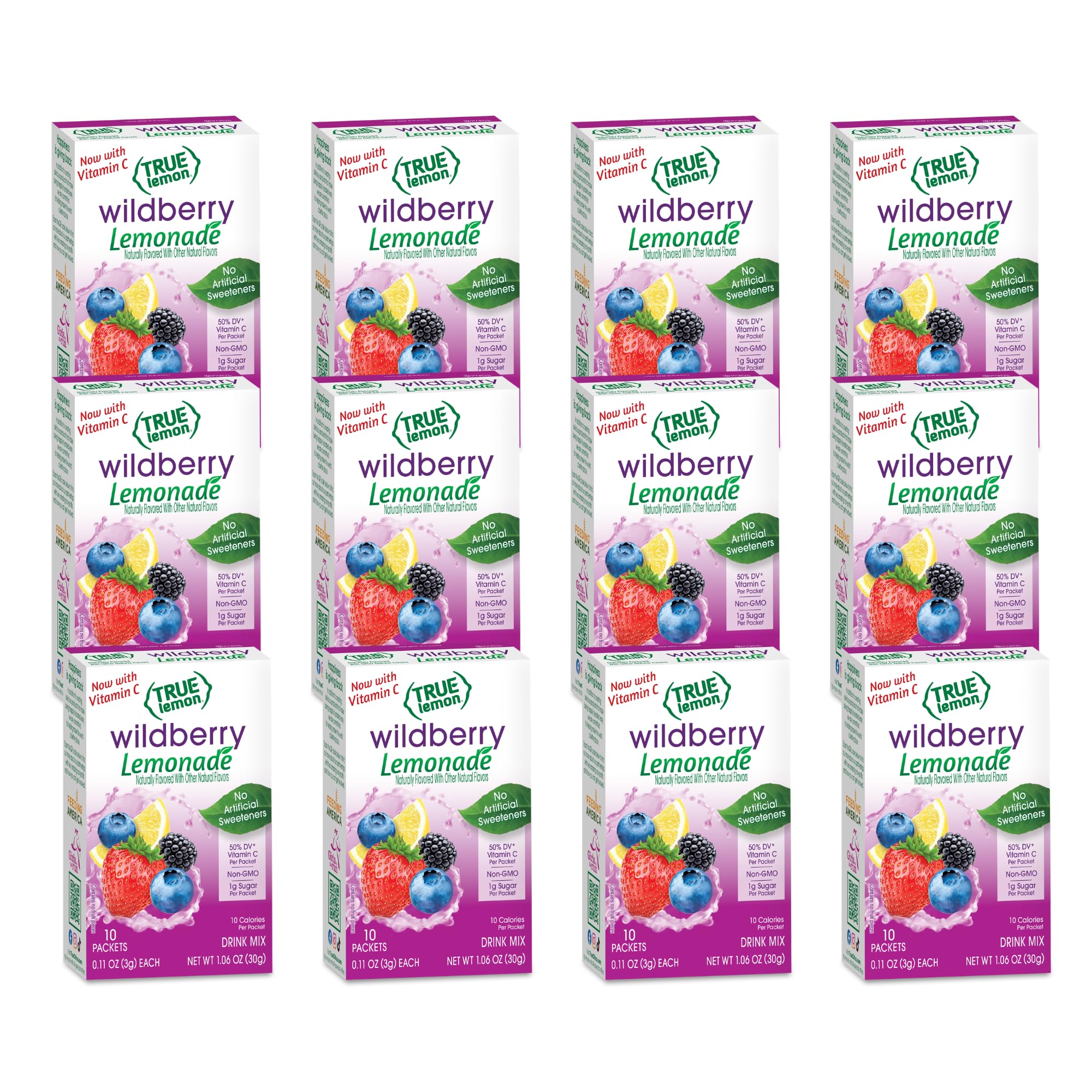 True Lemon box front showing Wildberry Lemonade packets and benefits