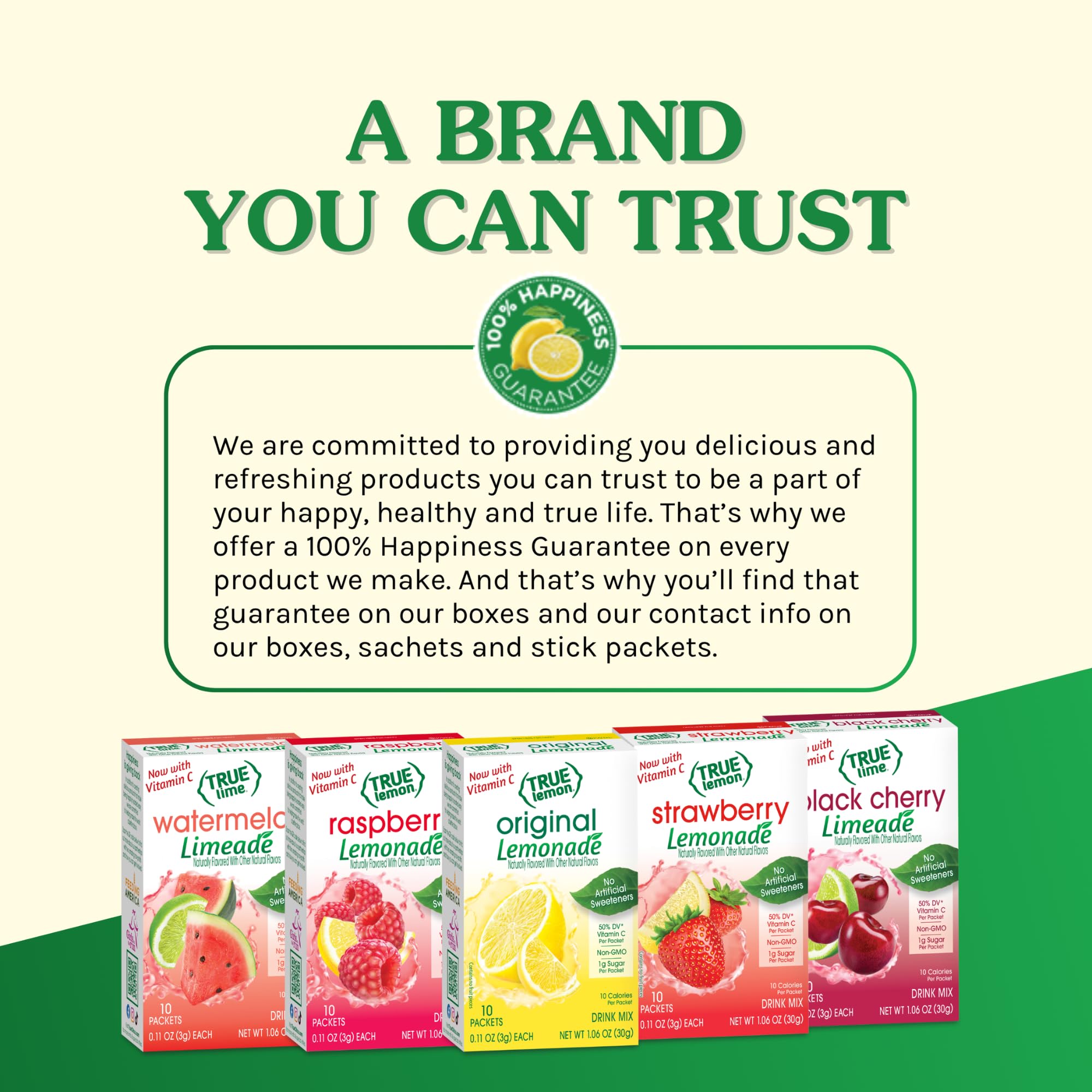 True Lemon label close-up listing ingredients and low-calorie highlights