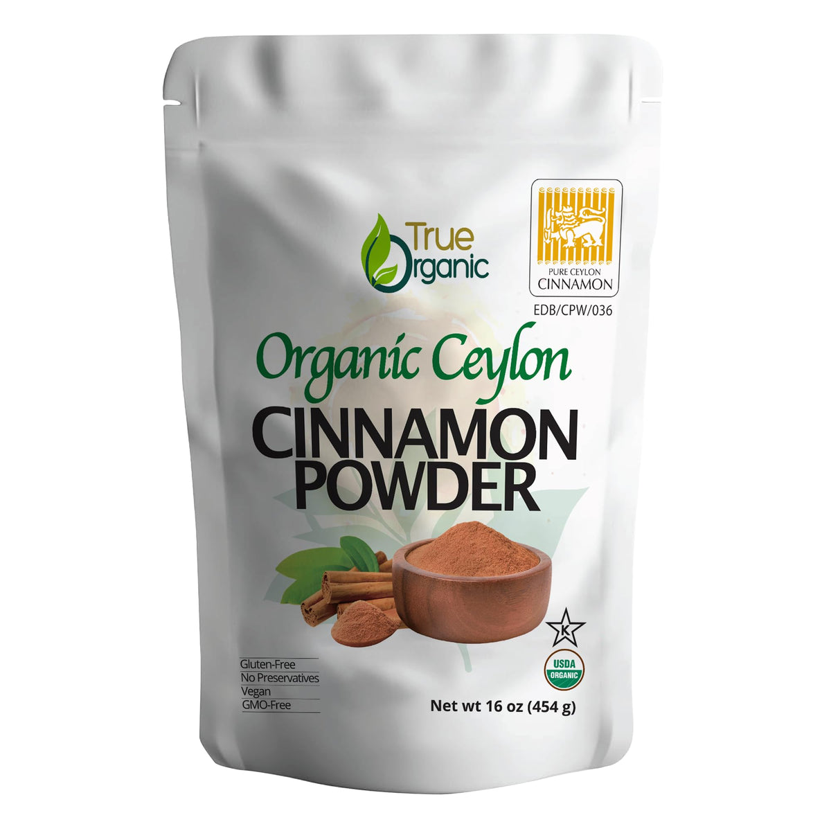 True Organic empaque frontal mostrando 1 lb y beneficios orgánicos
