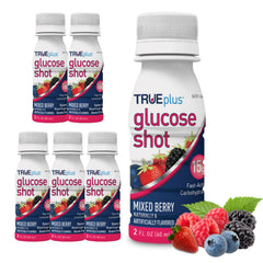 TRUEplus empaque frontal del pack de 6 con sabor mixed berry mostrando diseño y cantidad