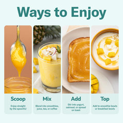 TrueSeaMoss gel mezclado en un smoothie, aporta consistencia y sabor tropical