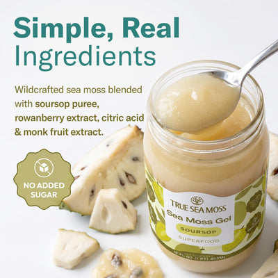 TrueSeaMoss label close-up highlighting ingredients and batch detail benefit
