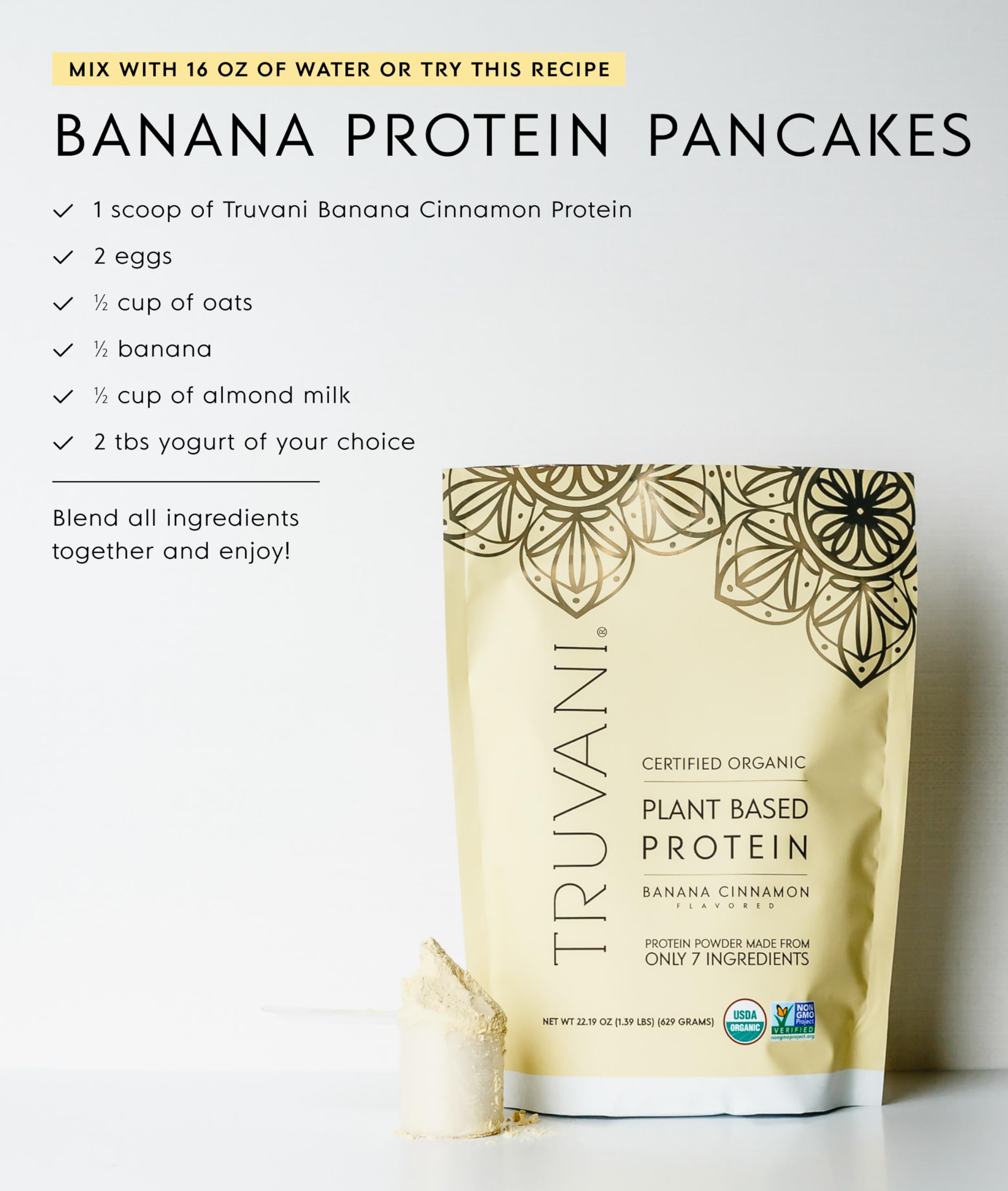 Truvani smoothie de desayuno con fruta, aporta proteína y sabor