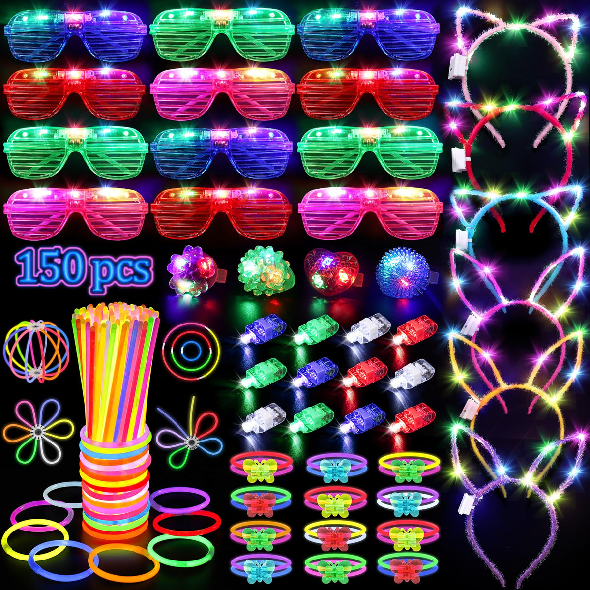 TSDATOWR empaque frontal mostrando 150 piezas y variedad para fiestas