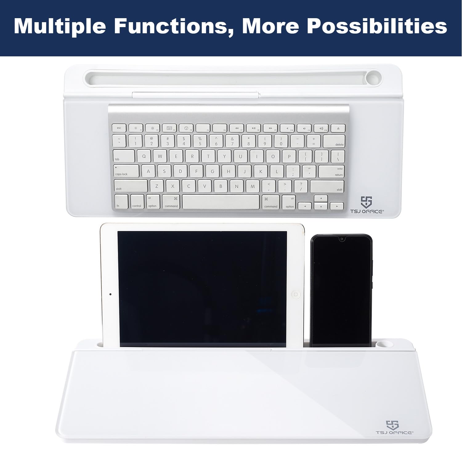 TSJ OFFICE positioned as keyboard stand improving typing angle and space