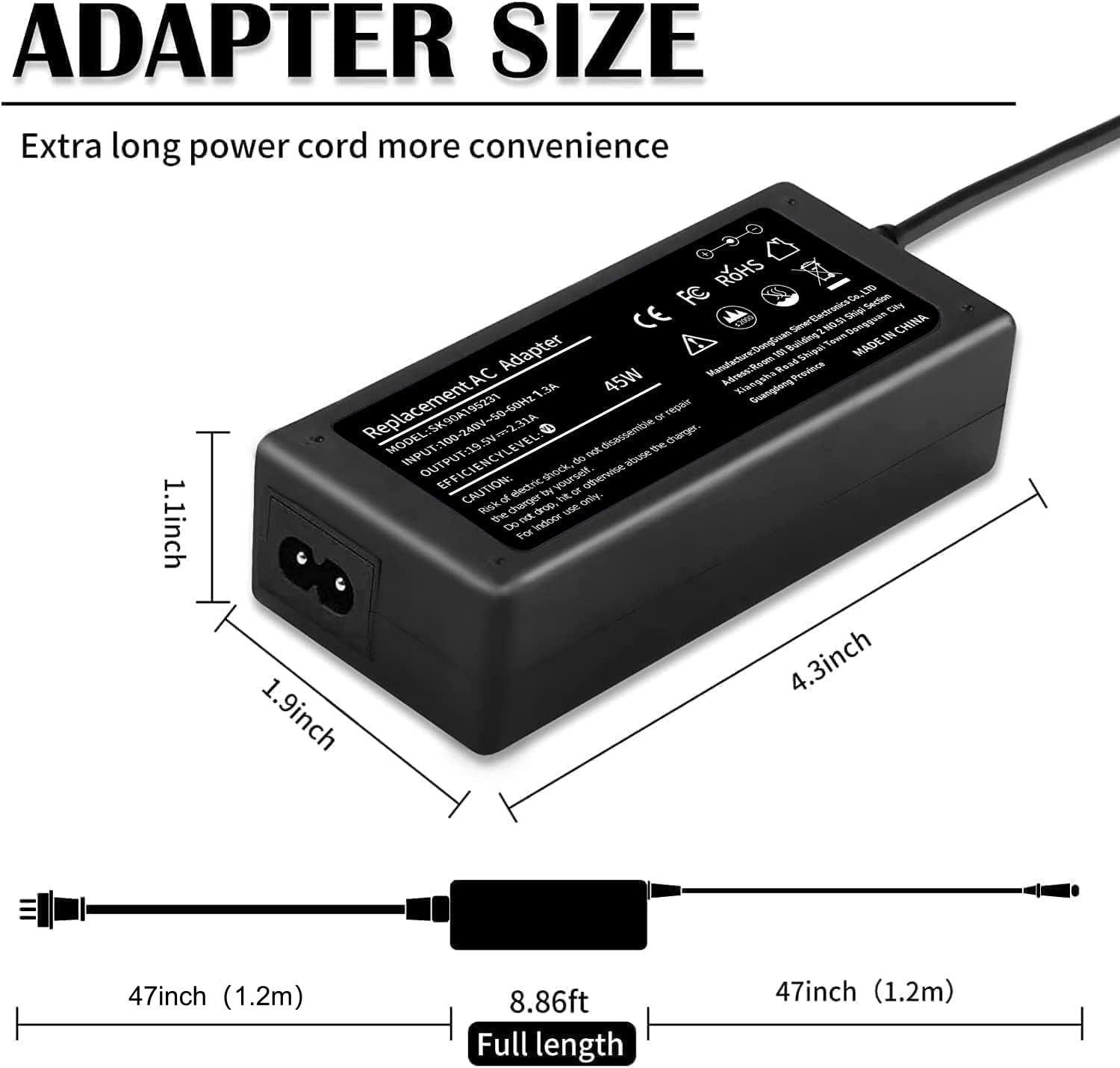 TSKYBEAR cable AC incluido listo para enchufar y transportar fácilmente