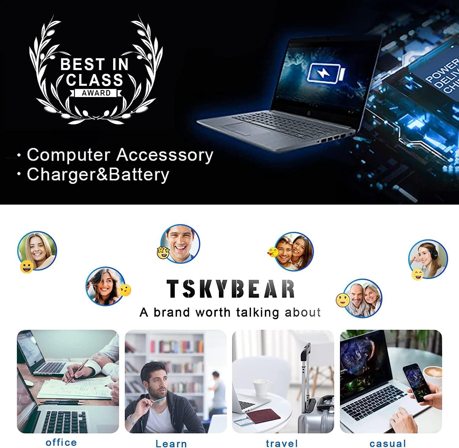 TSKYBEAR adaptador y cable embalados listos para viaje y almacenamiento cómodo