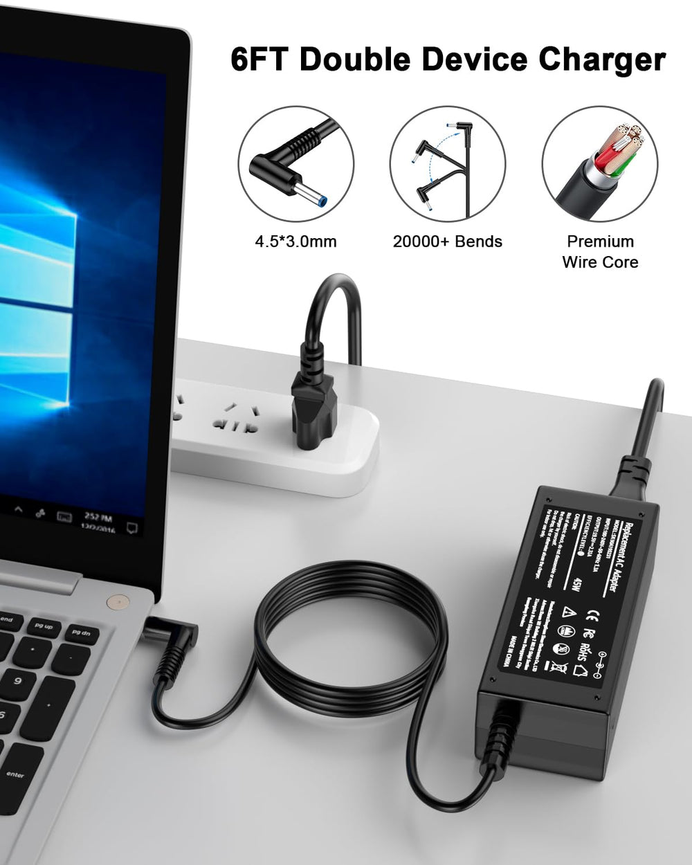 TSKYBEAR cargador conectado a portátil en mesa para uso diario eficiente