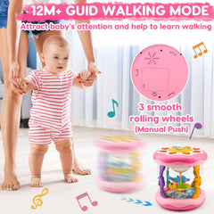 Tsomtto bebé en tummy time con proyector, mejora control del cuello