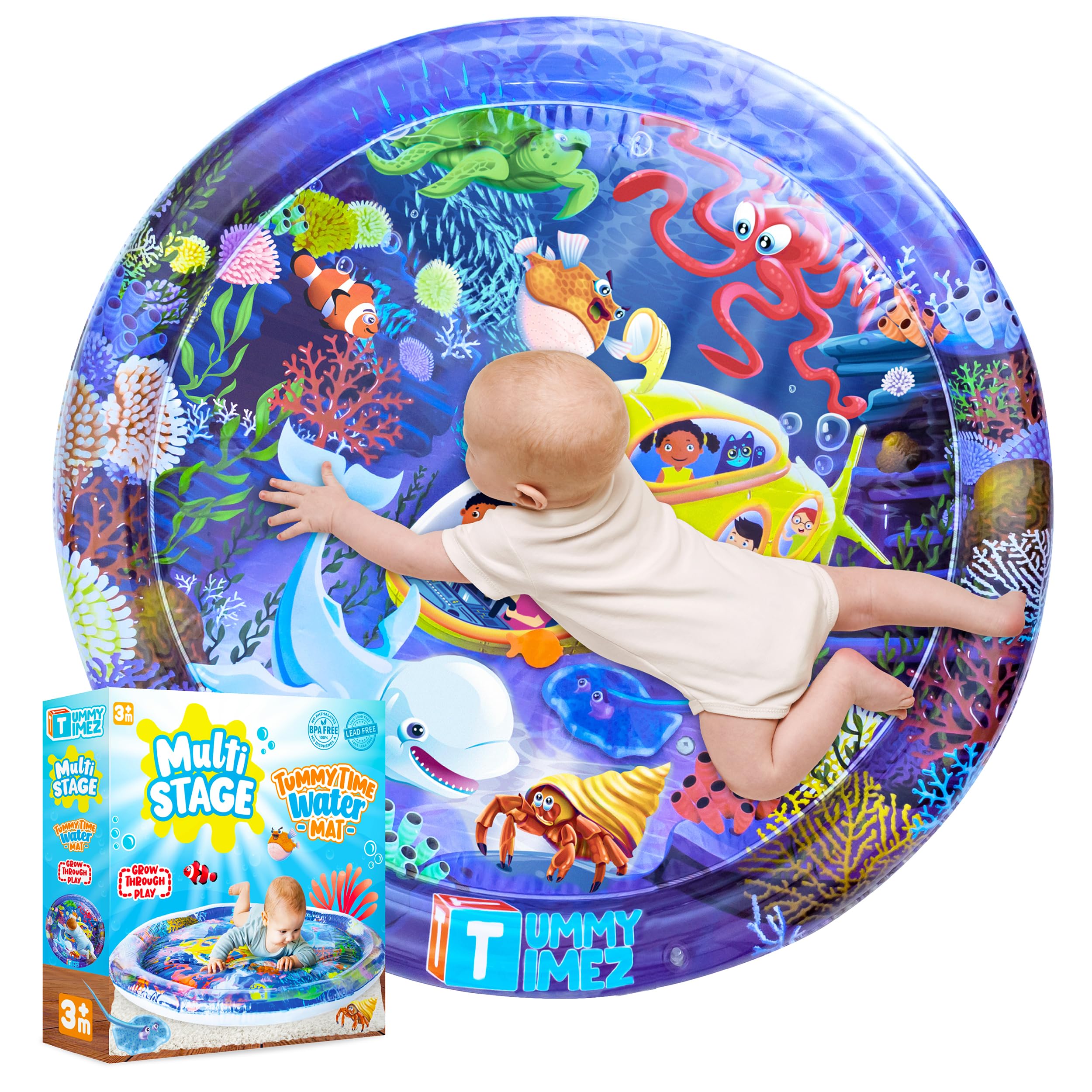 TT TUMMYTIMEZ front view showing colorful underwater graphics and benefits