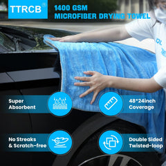 TTRCB close-up textura bucle 1400 GSM que maximiza absorción