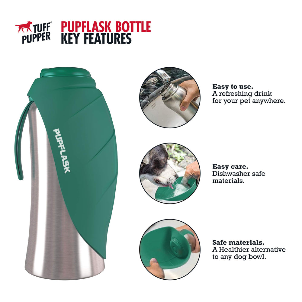 Tuff Pupper bottle with silicone bowl open providing quick hydration