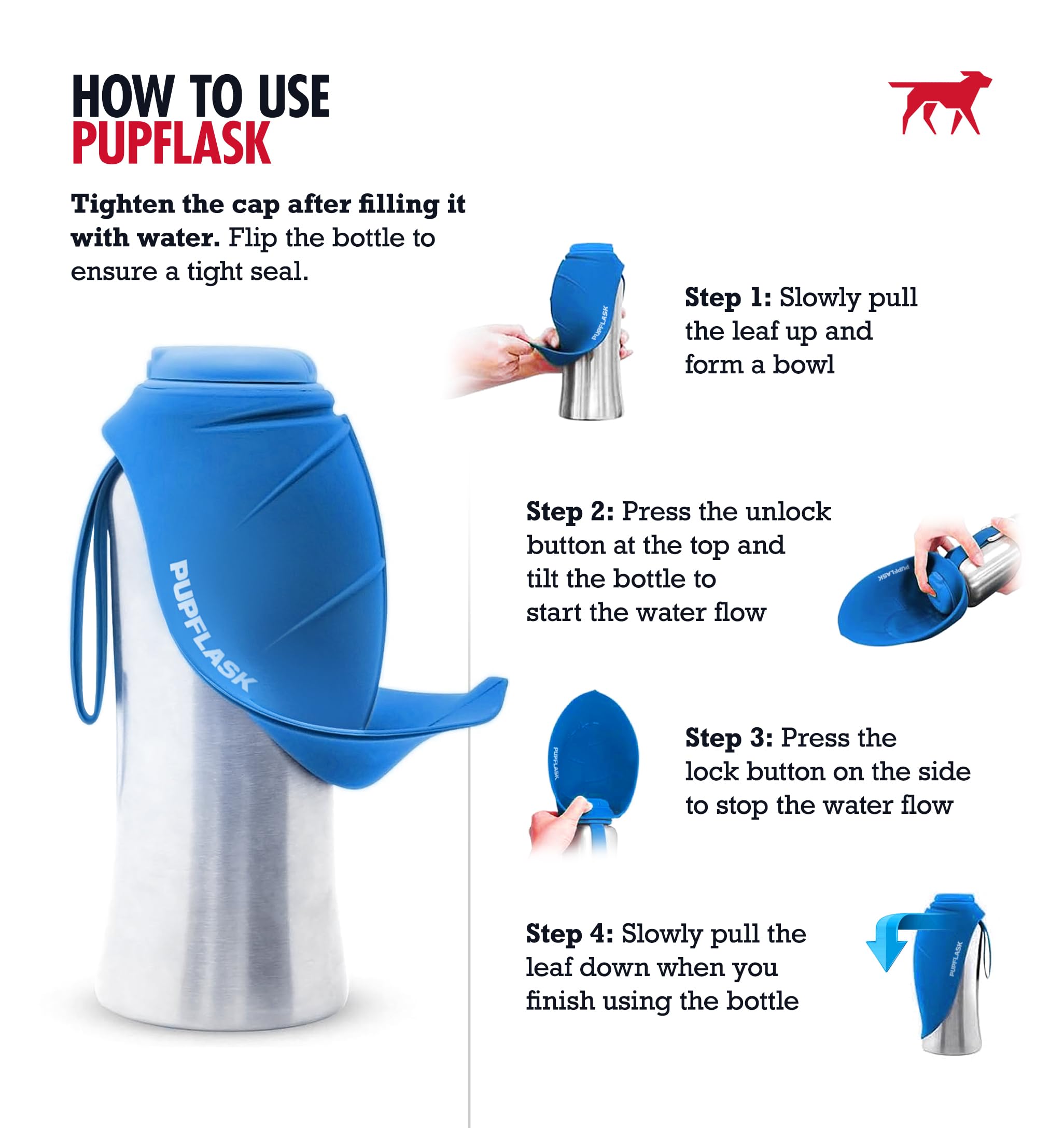Tuff Pupper cuenco desplegado en forma de hoja para beber cómodo del perro