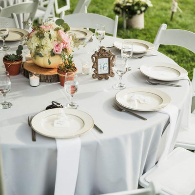 TUOTPE outdoor reception table dressed with TUOTPE cloth creating cohesive look