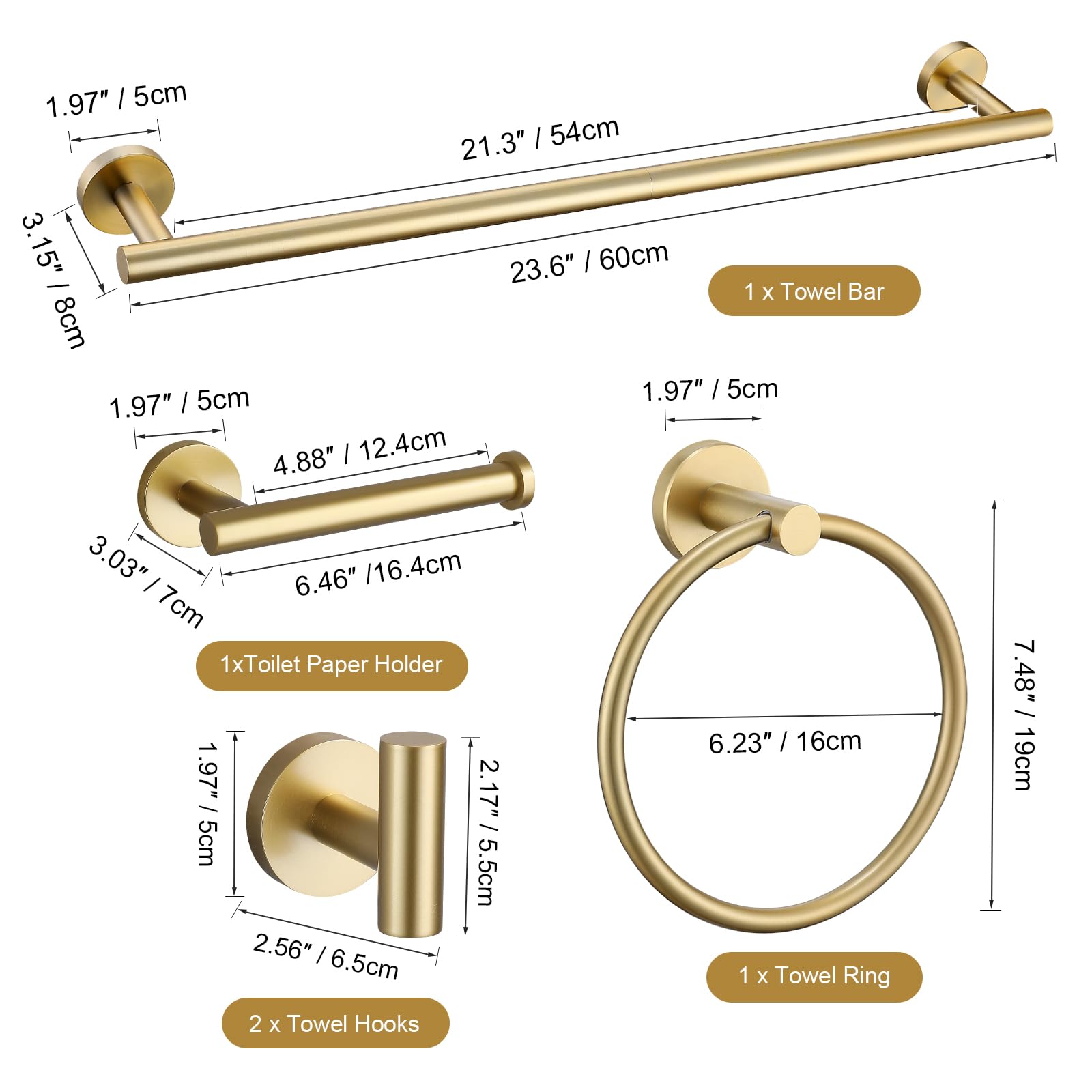 TURS accesorios instalados en baño moderno, aspecto elegante