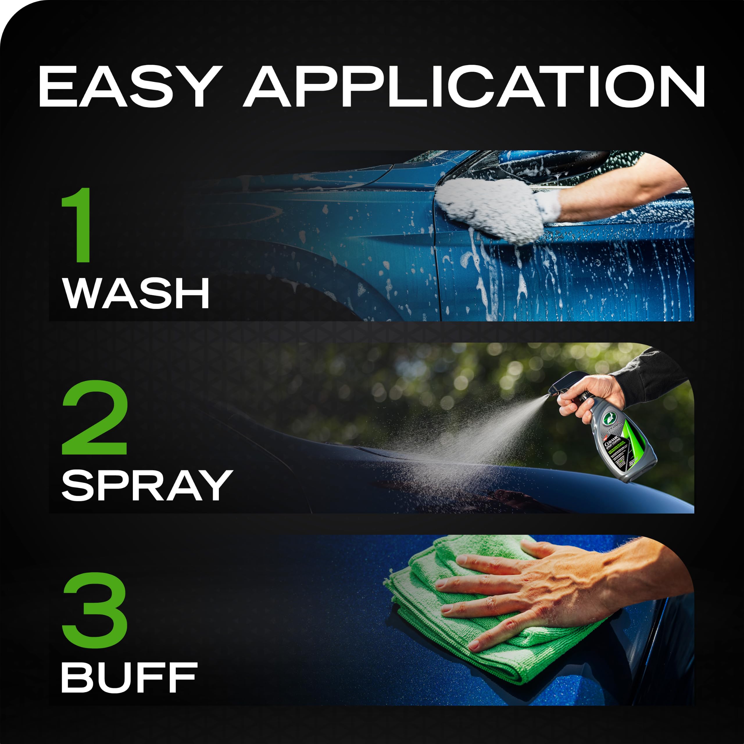 Turtle Wax comparación de tamaño mostrando mano y escala