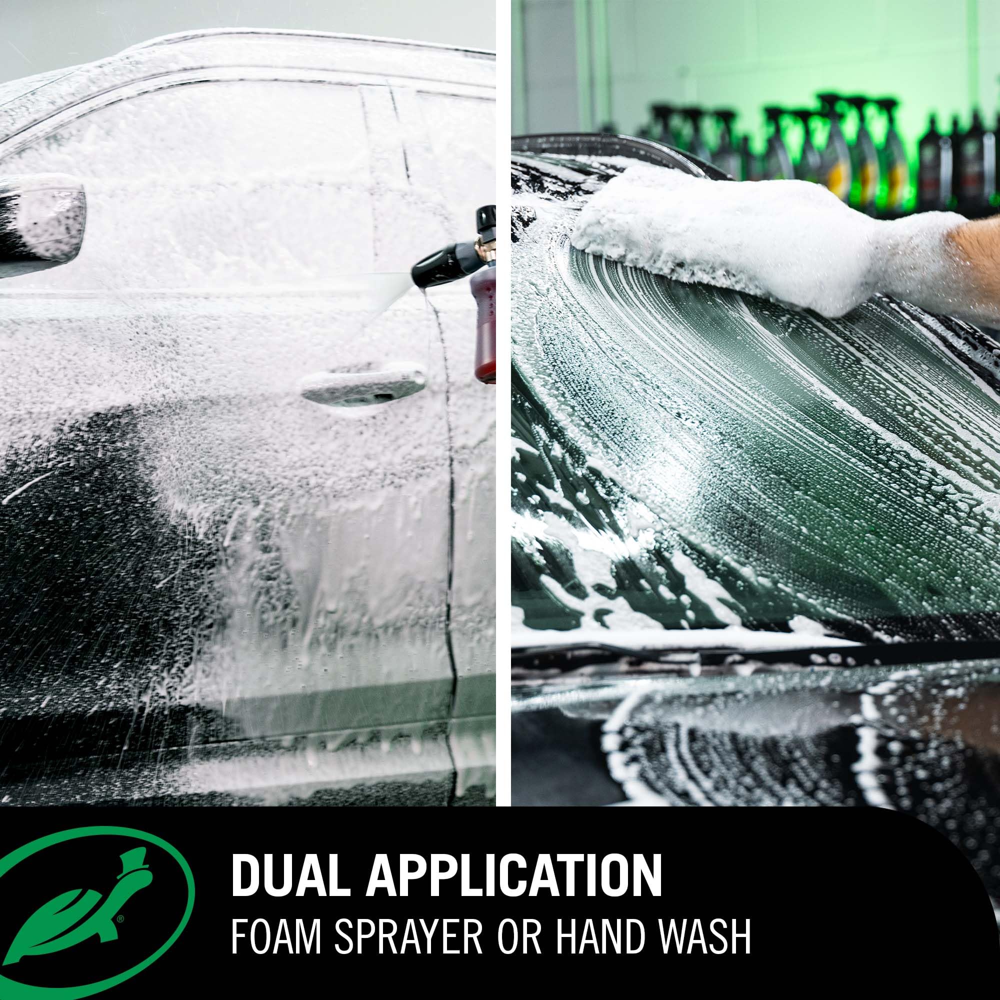 Turtle Wax aplicación con cañón de espuma cubriendo carrocería para lavado eficiente