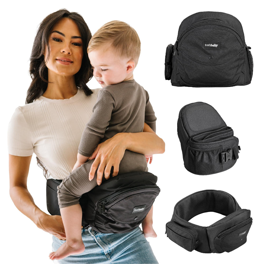 TushBaby front view showing hip seat comfort and secure support
