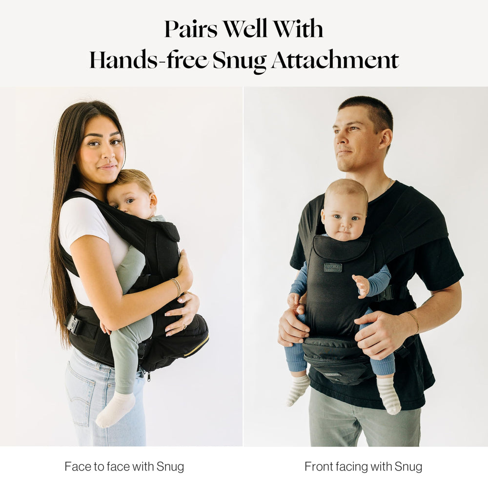 TushBaby lifestyle image near stroller showing practical everyday use