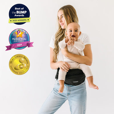 TushBaby side carry in use demonstrating hands-free convenience