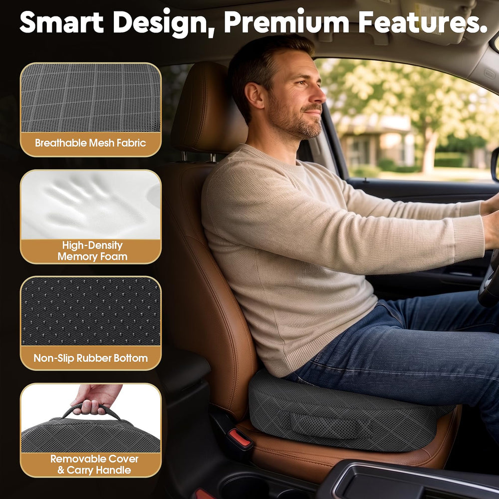 TushGuard en asiento de coche ofreciendo soporte para viajes largos