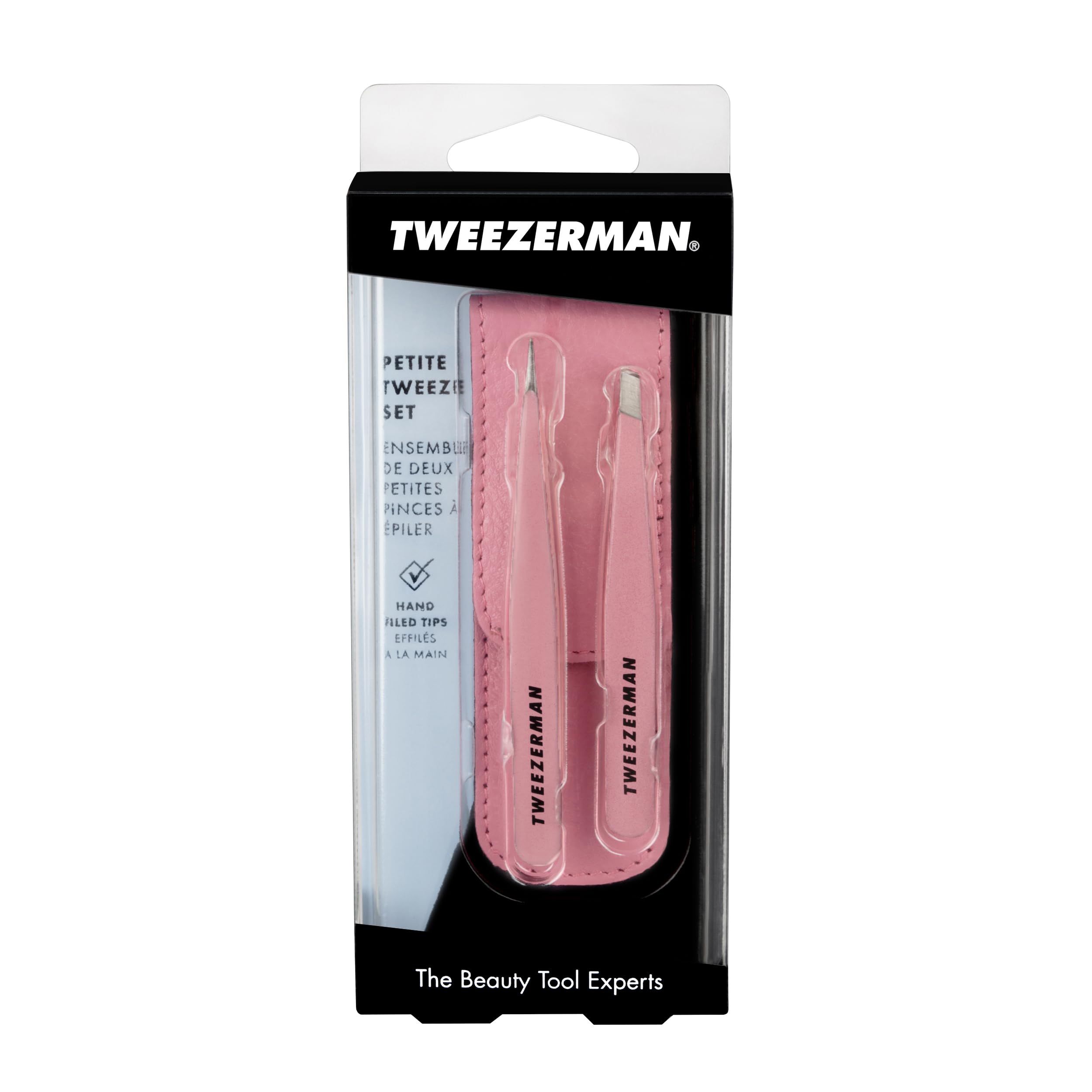 Tweezerman estuche abierto con pinzas, protección y orden