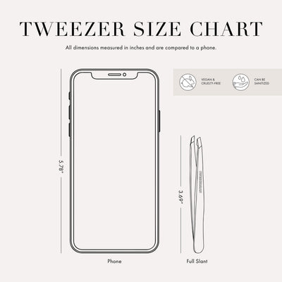Tweezerman comparación tamaño en mano para escala y control