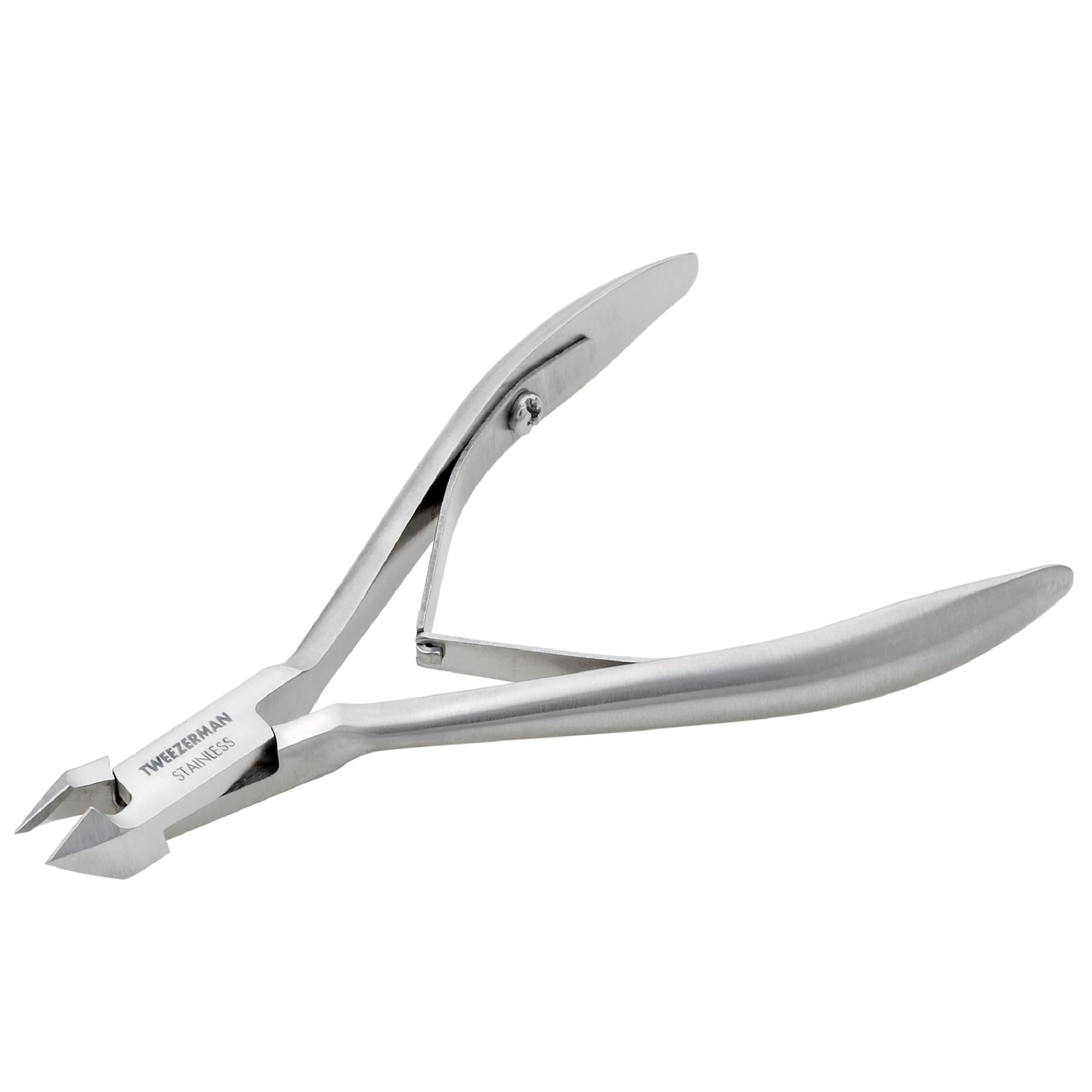 Tweezerman alicate Rockhard frente y empaque, precisión profesional