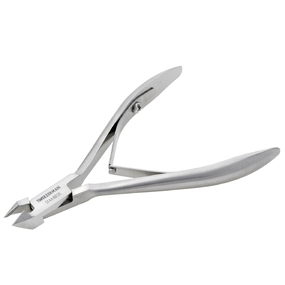 Tweezerman alicate Rockhard frente y empaque, precisión profesional