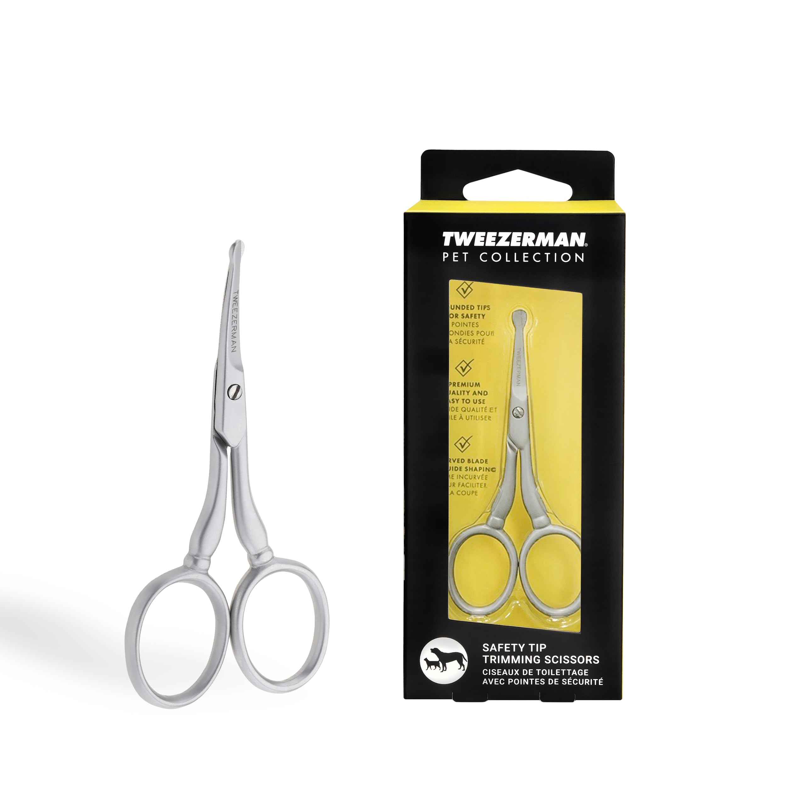 Tweezerman tijeras aseo frontal mostrando diseño ergonómico y seguridad
